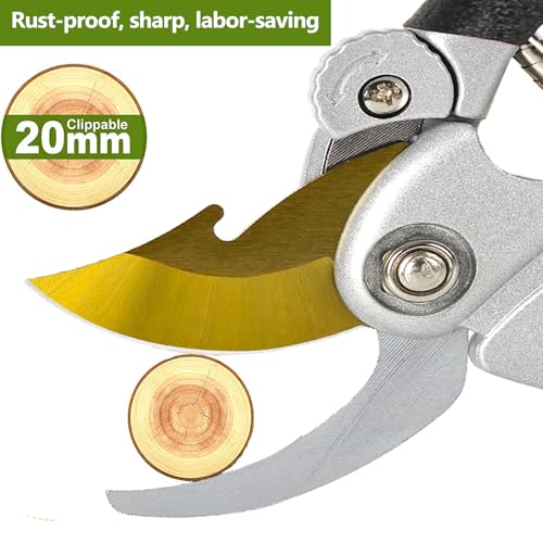 Ultra Sharp Germany Titanium Steel Pruning Shears - Cuts 3X Easier, Weak Hand Arthritis Snips, Rust-Resistant, Effortlessly 1-Inch Cut Capacity Garden Scissors, Ergonomic Handle (gt-o3, 1) - color: Black/Gold