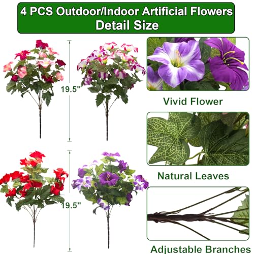 Artificial Petunias UV Resistant Faux Flowers Fake Petunias Outdoor Decor - color: Mix Color