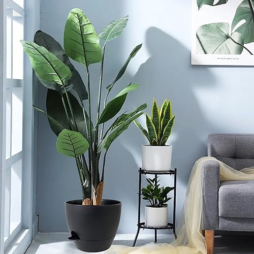 UOUZ 12inch 2Pack Large Self Watering Planters, Plastic Plant Pots with 60oZ Removable Deep Reservoir and Multi Mesh Drainage Holes for Indoor Outdoor Garden Plants and Flowers, Black - color: Black