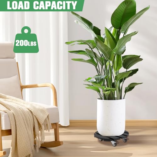Plant Caddy with Wheels Heavy Duty, 12 Inch WPC Rolling Plant Stand - color: Black, size: Round