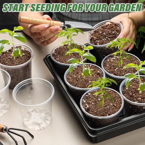 RooTrimmer 3.5" Clear Seeding Pots 100-Pack Round for Seeds Starter Pots, Seeds Germination Transparent Nursery Pots with Drainage Holes (100PCS) - size: 3.5Inch 100P