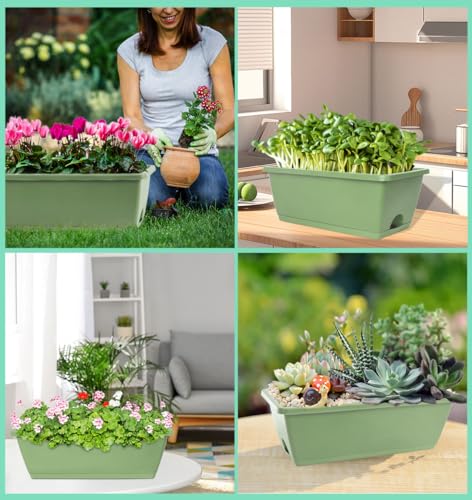 LOCONHA 7 Pack Window Box Planter, Plastic Vegetable Flower Planters Boxes - color: Aqua