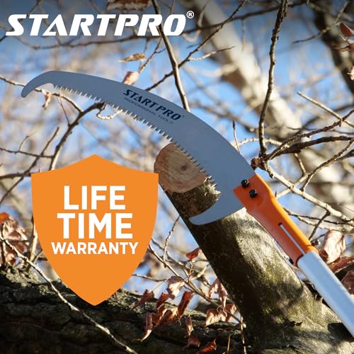 StartPro 23ft Reach Tree Pruning Saw, Telescopic, Manual, Lightweight, 18ft Extendable Pole Saw with Sharp Carbon-Enriched Blade for Efficient Tree Maintenance and High-Reach Branch Cutting.