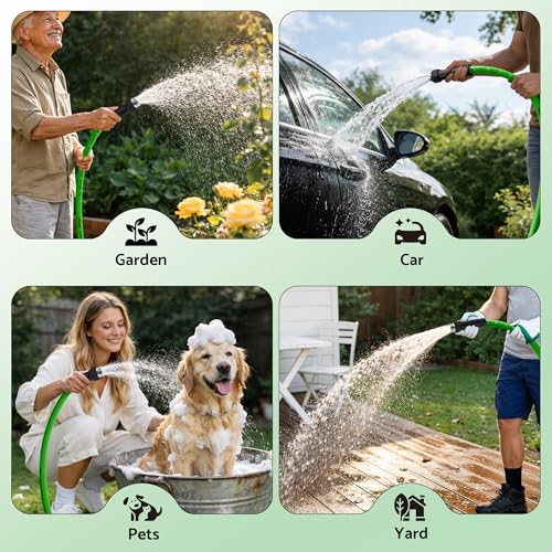 Rubber Garden Hose 75 ft, 5/8" Lightweight Water Hose, Aluminum Fittings - size: 75ft