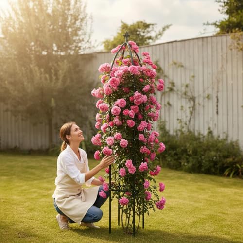 100% Metal Garden Obelisk Trellis Heavy Duty 6.3 ft for Climbing Vines - color: Green, size: Large