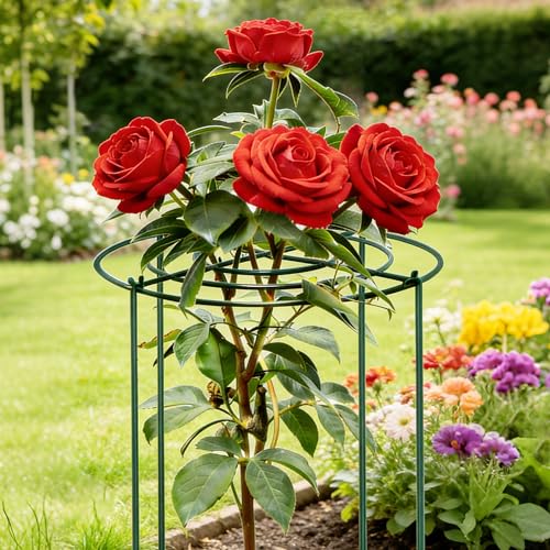 4pack Peony Cages and Supports, 24 x 32 Inch Four Legs Peony Cage, Heavy-Duty Peonies Support Cages, Peony Ring for Roses, Hydrangeas, Sage, Peonies, Cucumbers, Tomato - size: 24"X32"
