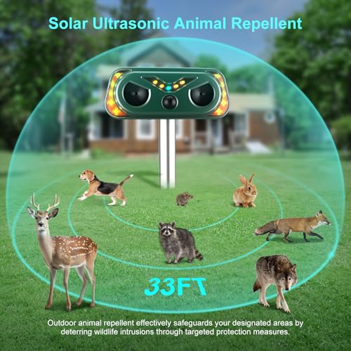 2026 Upgraded Solar Ultrasonic Animal Repellent Outdoor, Cat Repellent Outdoor with Motion Detection, Rabbit for Yard Garden Farm,Rabbit,Squirrel,Deer,Raccoon,Skunk,Rodent Animal Repeller,1pack,Green - size: 1pack