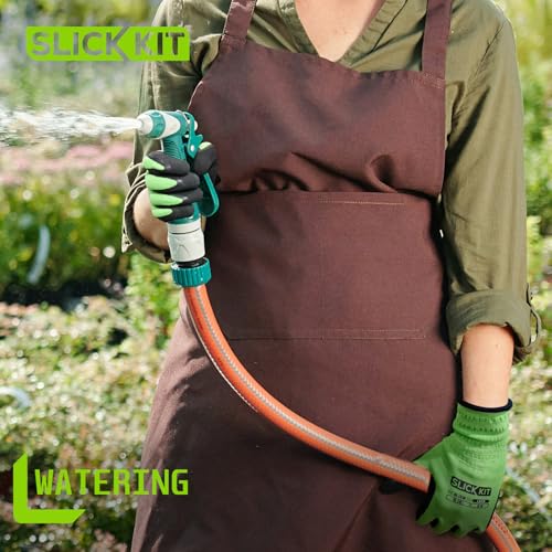 6 Pairs Gardening Gloves for Women & Men, Spring Green & White - size: Large/9