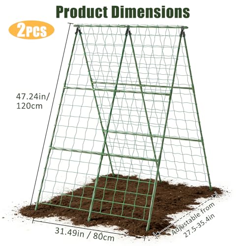 Miory Cucumber Trellis, 32"x48" 2 Pack A-Frame Trellis for Raised Bed, Garden Trellis for Climbing Plants Outdoor, Plant Support for Vegetables Vines - size: 32"Lx48"H 2pcs