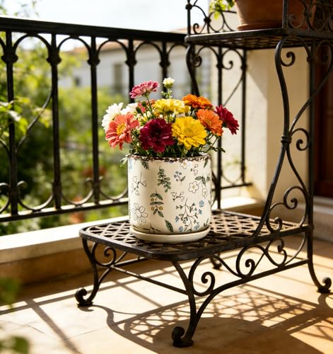 Ceramic Pots for Plants,4.3 Inch Cylinder Flower Pot with Drainage Hole, Rustic Decorative Plant Pot for Succulents, Flowers, Indoor Outdoor Garden Home Office Decor (Small) - size: Small