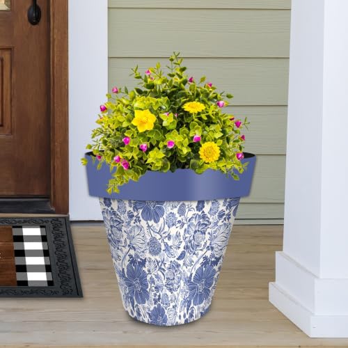 Briarwood Lane Everyday Planter 14" x 15" x 15" Blue and White Floral Large Planter - color: B W Floral, size: Large
