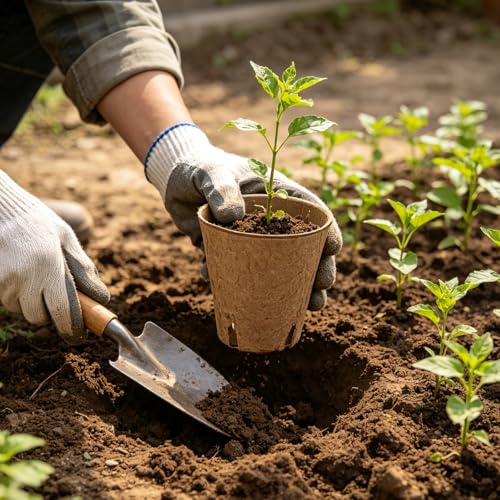70 Packs 3.15 Inch Peat Pots for Seedling with 70 Pcs Plant Labels, Biodegradable Seed Starter Pots with Drainage Holes, Outdoor Garden Germination Round Nursery Pots Kits