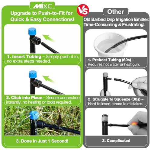 MIXC 100Pcs Drip Irrigation Emitters, Quick Push-to-Fit Connect Drip Stream - size: Drip Emitter Stream (100Pcs)