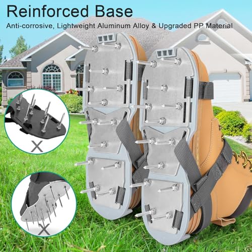 Lawn Aerator Shoes for Grass - Pre-Assembled Grass Aerator Shoes for Lawn - Soil Yard Aerator Tool for Aerating Patio Garden, Gray, Medium Size - color: Gray, size: Medium