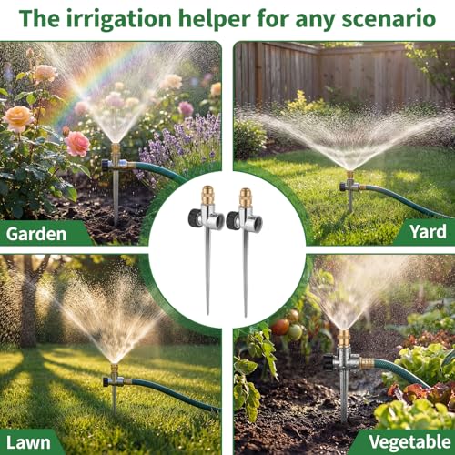 2 Pack Lawn Sprinkler with Hose, Metal Water Garden Sprinklers with Nozzle - style: Sprinkler with Hose