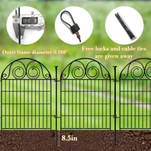 Getlay Tall Garden Animal Barrier Fencing with Gate, 32 in(H)×27 in(L) 16 Panels Dog Digging Fence Barrier, Black Metal Temporary Fence, Reusable Defense Fences for Outdoor Yard. Total 35 Ft│Patented - size: 32''(H)-16panels-35ft(L)