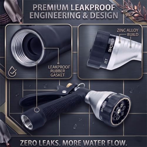 GREEN MOUNT Water Hose Nozzle 2-Pack, Zinc Alloy Garden Spray Nozzle with Adjustable Spray Patterns, Leakproof Rustproof Trigger Lock for Outdoor Cleaning & Car Wash, Silver& Blue - color: Blue & Silver