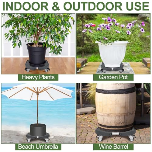 ToLanbbt Plant Caddy Stand with 360° Wheels Adjustable 15-22 Inch Rolling Plant Stand Heavy Duty Large Plant Cart Dolly with Casters 440lbs Capacity for Large Planter, Garden Pot, Flower Pot, Gray, 1P - color: Gray