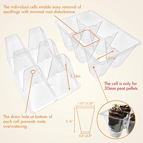 Gardzen 120 Pack 6 Cell Seed Starter Trays with Drainage Holes Clear - color: Clear, size: 120 Pcs