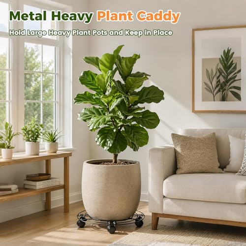 3 Packs 17.5" Extra-large Metal Plant Caddy with 6 Wheels Iron Rolling Plant Stands Heavy-duty Plant Roller Base Pot Movers Indoor Outdoor Wheeled Plant Dolly with Casters Planter Coaster Trolley - size: 17.5" - 3 packs