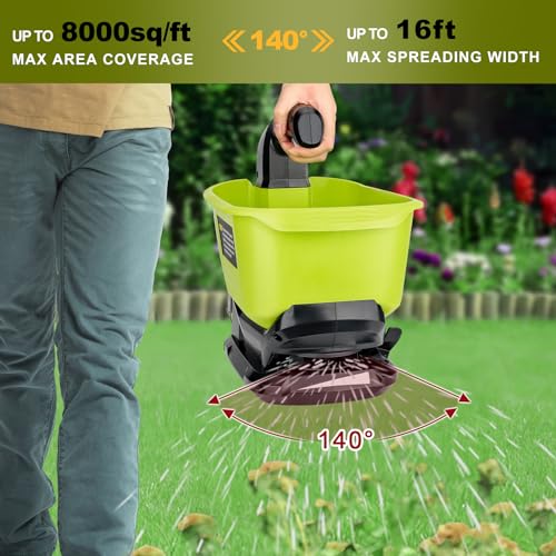 YEX-BUR Handheld Power Spreader for Ryobi 18V Battery, Portable Electric Spreader for Seed, Salt, Fertilizer, Feed, Year-Round Used, Covers Up to 8,000 sq. ft.(No Battery)