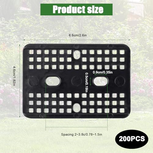 200Pcs Garden Staples Plastic Rectangle Buffer Washer,Landscape Stakes Pad Gasket,Garden Stakes Gasket,Yard Pins Gasket Keep The Barrier from Ripping and Create a Sturdier Hold(Black) - color: Black Square
