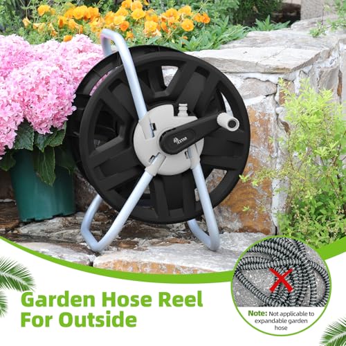 Water Hose Reel,Holds 60-80 Ft of 5/8" Hose - color: Black
