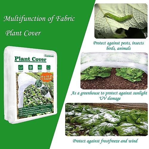 Garutom Plant Covers Freeze Protection 10ft x 33ft 1.1 oz Frost Cloth Plant Freeze Protection, Frost Blankets for Outdoor Plants Winter or Floating Row Covers Shade Cloth for Gardens, Vegetables - size: 10 x 33 ft