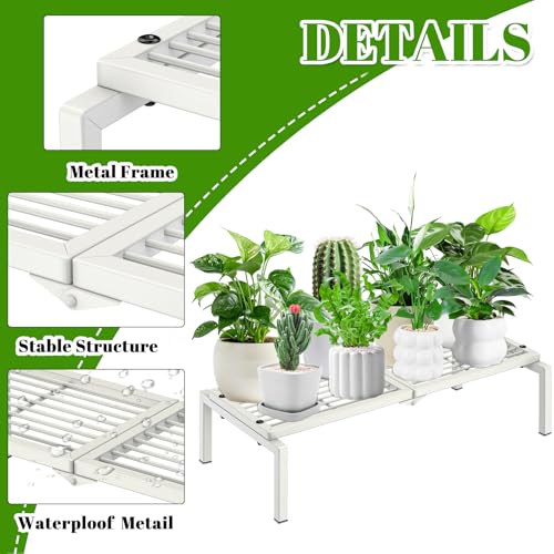 1 Tier Metal Plant Stand Indoor Outdoor, Potted Multiple Flower Pot Holder Rack Plant Shelf, Heavy Duty Planter Display Shelving for Patio Balcony Garden Living Room Decorative (White) - color: 1 Tier-White