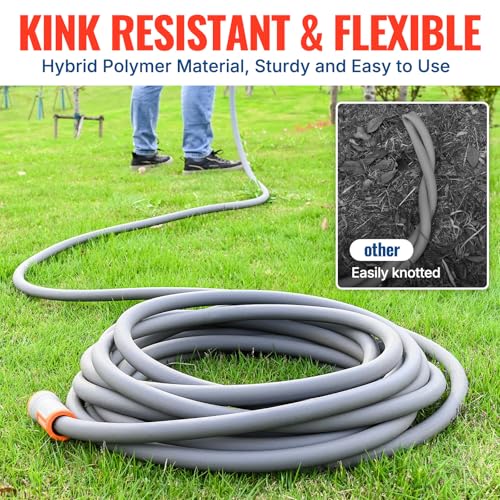 YAMATIC Flexible Garden Hose 5/8" x 30ft, 360° Swivel Handle, Burst 600 PSI - color: Gray, size: 30' (feet) Male to Female with Swivel