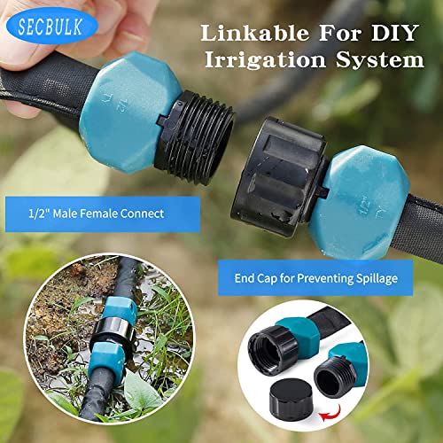 Secbulk 2026 Flat Soaker Hose 50 ft for Garden, 50' Linkable Drip Hose Diy Garden Irrigation System Saving 80% Water, Dual-layer Leak-free Design Water Hose with Holes - size: 50ft