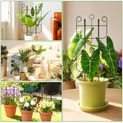 2 Pack Trellis for Climbing Plants Indoor, Expandable Heavy-Duty Metal Trellis for Potted Plants Outdoor, Flowers Vine Ivy, Sturdy Houseplant Pothos Plant Climber Support - size: 2 Pack-17in(H)x12.6in(L)