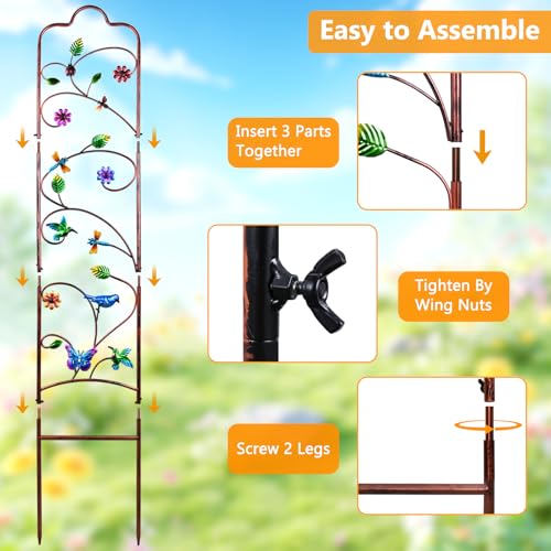 2 Pack Garden Trellis for Climbing Plants, Metal Decorative Vegetables Flowers Vines Fence Trellis for Outdoor Patio 60'' H x 11'' W