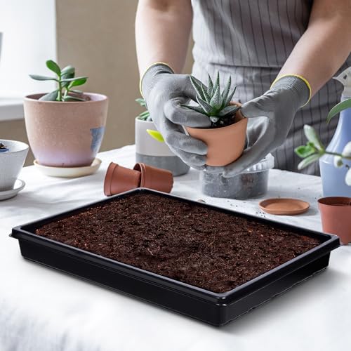 mwellewm 10 Pcs Seed Starter Tray Kit 1014 Seed Starting Trays Square Seedling Plant Tray Planting Sturdy Microgreens Growing Trays Reusable Germination Tray Indoors No Holes, 14x11x2.5In - size: 14.17" x 11" x 2.5" Trays-10Pcs