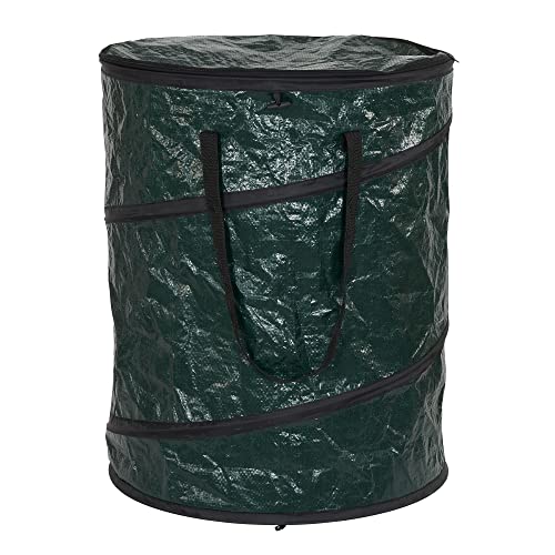 Household Essentials Pop‑Up Hamper and Camping Trash Can with Zippered Top and Collapsible Portable Design, Green - size: 30 Gallon