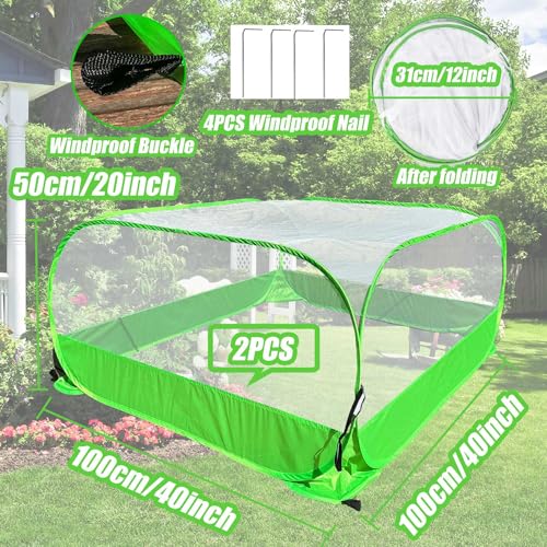 Pop Up Garden Mesh Plant Cover 2Pcs Outdoor Plant Protector Mesh Plant Enclosure Raised Bed Garden Bird and Pest Protection Guard for Fruits Vegetables Seedlings and Herbs - style: 2pcs 40x40x20in without bottom