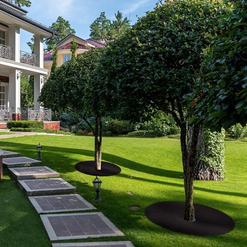 20.5" Non-Woven Tree Mulch Ring 6 Pack, Tree Mulch Used to inhibit Landscape Weed Control Plant Root Protectio - color: Black-6 pack-20.5"