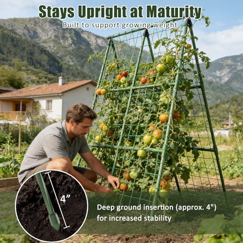 Miory Cucumber Trellis, 32"x48" 2 Pack A-Frame Trellis for Raised Bed, Garden Trellis for Climbing Plants Outdoor, Plant Support for Vegetables Vines - size: 32"Lx48"H 2pcs