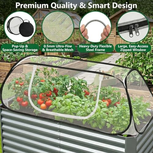 2Pack Pop Up Mesh Crop Cage 46"x22"x16" Plant Protection Tent