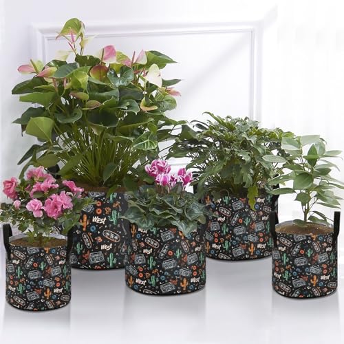 10 Gallon Grow Bags 1 Pack Plant Fabric Pots Flower Nursery Garden Vegetable Small Plant Pot 16.1 x 11.8 in Large Indoor Planter with Handles Black West Skate Cactus Vintage - color: Black West Skate Cactus Vintage, size: XL16.1x11.8in