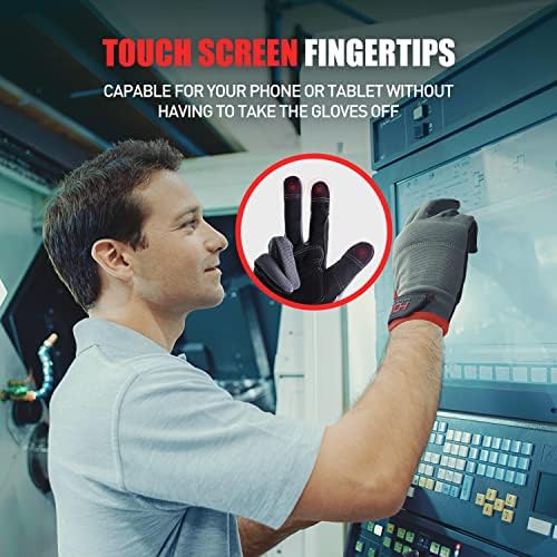 AIGEVTURE Mens Work Gloves Womens Utility Work Gloves Mechanic Gloves Touch Screen,Durable,Padded Knuckles & Palm Grey S - color: Grey, size: Small (Pack of 1)