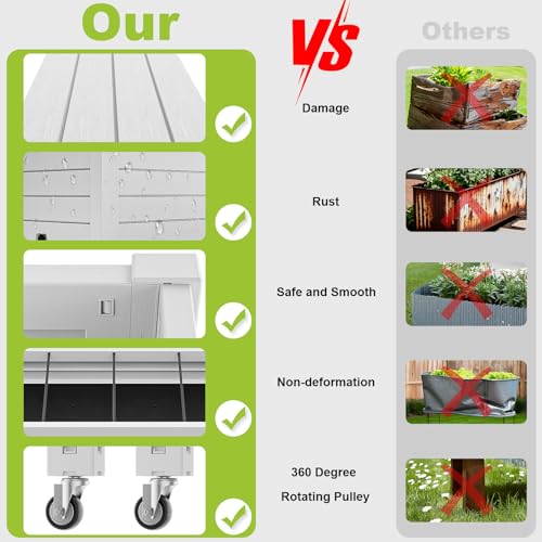 Elevated Raised Garden Bed with Trellis,Outdoor Large Resin Patio Planter Box Stand Divisible with Drain Plug,Water Monitor for Plants Vegetables Flowers Fruits (Ashen, 43.43 * 18.27 * 64.29) - color: Ashen, size: 43.43*18.27*64.29