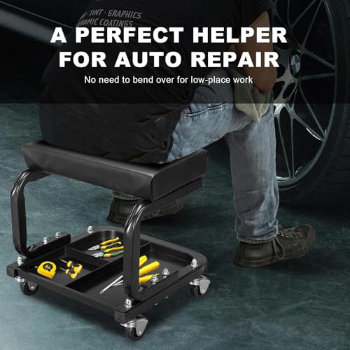 BIG RED Rolling Mechanic Stool - color: Black