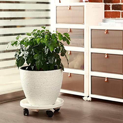 5 Packs Large Plant Caddy with Wheels 13" Rolling Wheeled Plant Stands Heavy-Duty Plastic Flower Pot Roller Base Movers Indoor Outdoor Planter Dolly with Casters Trolley, White - color: White