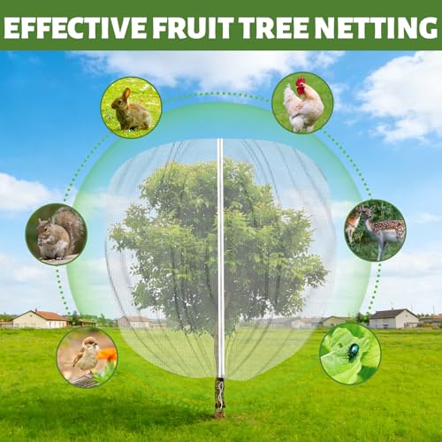 Garden Insect Barrier Net with Drawstring & Zipper - 3.3x3.9ft Reusable Mesh Cover for Dwarf Fruit Trees, Potted Plants, Blueberry Bushes, Protect from Bugs, Birds, Squirrels (2, 40 * 48in)