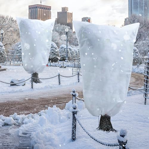 Avalution Plant Covers Freeze Protection, 5 Packs Frost Cloths for Outdoor Plants, 40" X47" Reusable Frost Blankets, 2.2oz Tree Cover Freeze Protection Drawstring Bags for Potted Shrub - size: 40"*47"-5PACK