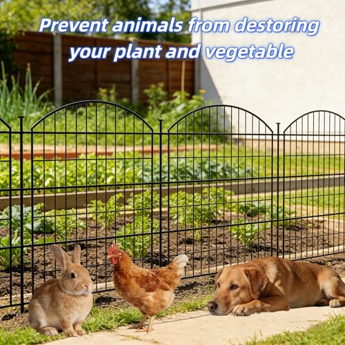 Garden Fence Decor 36 in(H) x 11.6 ft(L), Dog Fence Outdoor for Yard No-Dig Pet Barrier, Animal Proof Fence Metal Garden Fencing Animal Barrier, 5 Panels - size: 36x28Inch-5Pack without Lock