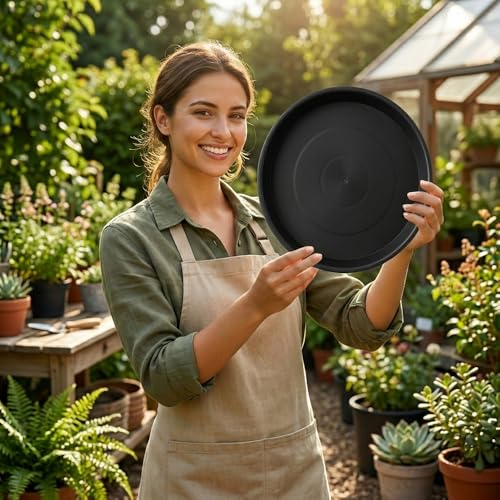 2 Pack Plant Saucer Tray, Water Catcher for Pots, Black, 10 Inch - size: 10Inch
