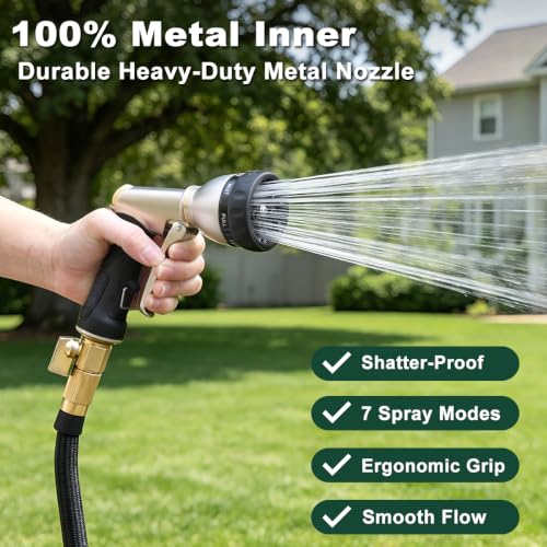 FANHAO Garden Hose Nozzle Heavy Duty, Metal Water Hose Sprayer, Leakproof - color: Black