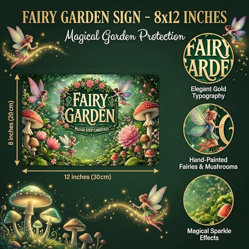 Crazysign Gardening Gifts Fairy Garden Vintage Tin Sign Magic Whimsical Wall Art for Garden Porch Patio Greenhouse Yard Decor 8x12 inch(26047) - color: Fairy Garden